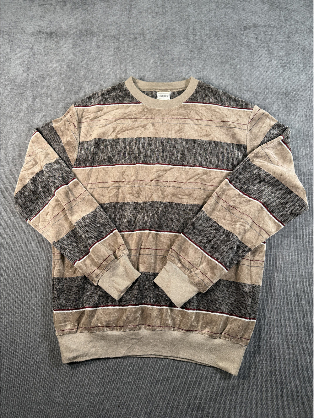 Campus Striped Crewneck Sweater Made in USA Size Large